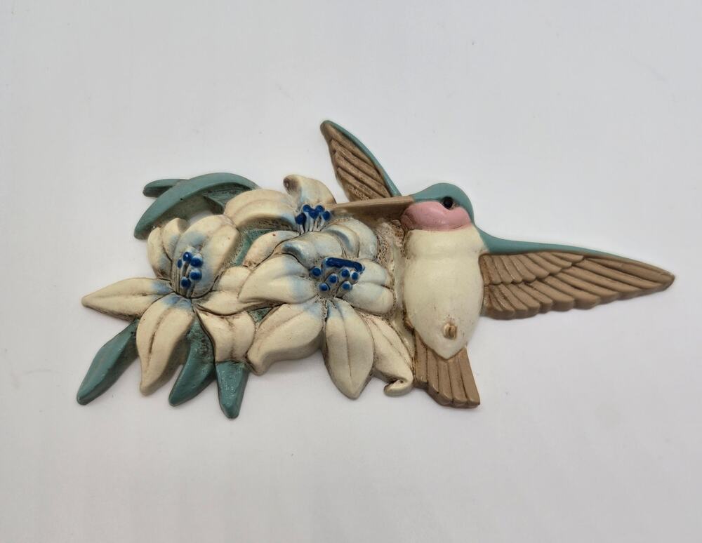 Homco Home Interiors Hummingbird Vtg Wall Plaque Grannycore 1993 USA